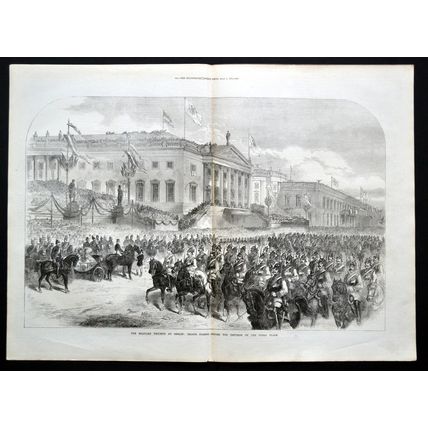 MILITARY TRIUMPH AT BERLIN Emperor Wilhem I 1871 VICTORIAN ENGRAVING