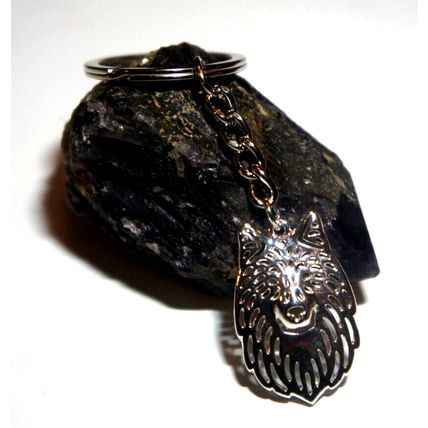 WOLF DOG KEY RING WITH KEY CHAIN & VELVET GIFT BAG