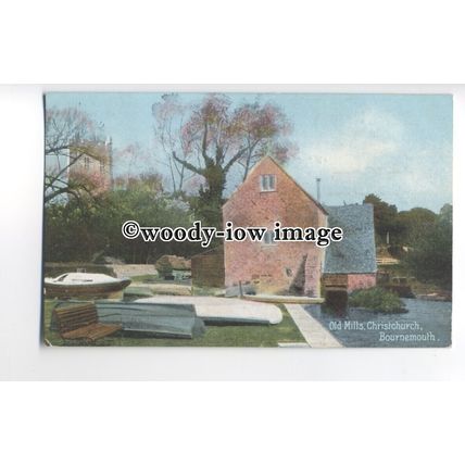 tq0246 - Hants - The Old Mills and River at Christchurch, Bournemouth - postcard