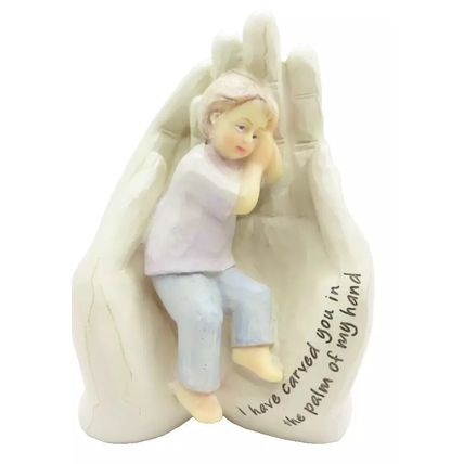 Palm of My Hand Boy Ornament with Sentimental Verse 15.5 CM Christianity Faith