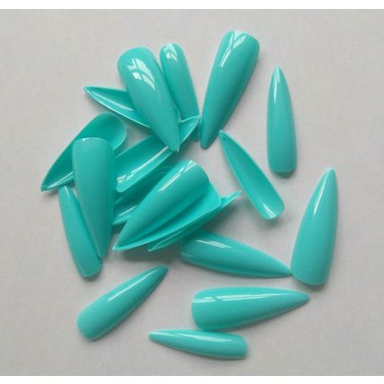 Stiletto False Nails Long Press on Fake Full Cover 20 50 100 Green Blue set