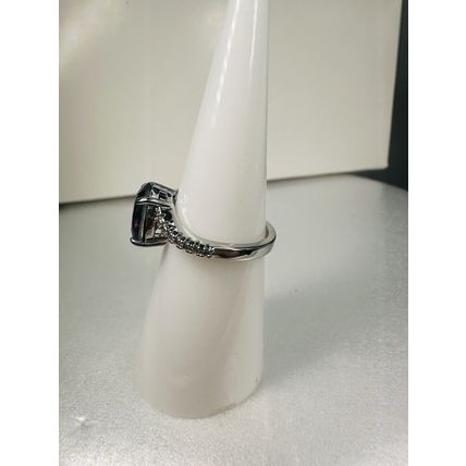 Ring Bomb Party Sz5 RBP Oval Bicolor Purple/Green Gem Rhodium Pl
