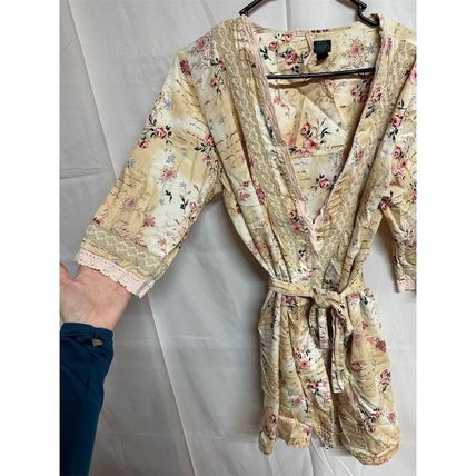 Vintage Floral Lace Kimono Robe Ivory Women's Size S