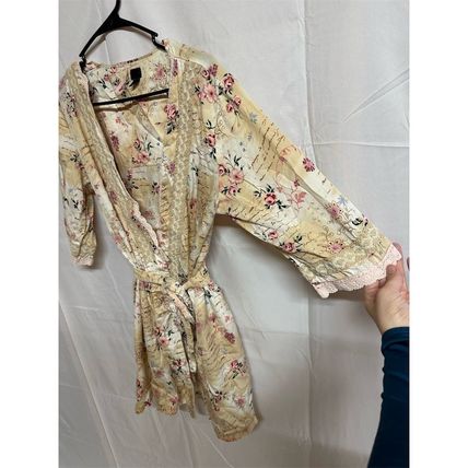 Vintage Floral Lace Kimono Robe Ivory Women's Size S
