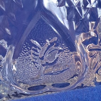 KIM Indonesia GLASS CANDY JAR Bowl Dish KIG Nut Hearts Roses Fleur De Lis