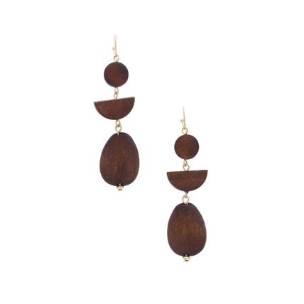 New Geometric Wood Bead Dangle Earrings