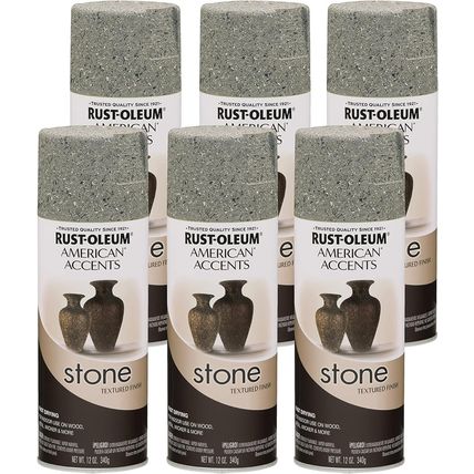 Rust-Oleum 7992830-6PK Stone Creations Spray Paint, 12 Oz, Gray Stone, 6 Pack