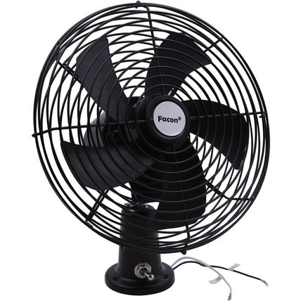 Facon 12V RV Cooling Fan with 2 Speed Switch, Dia: 8-3/4’’, Heavy Duty Black Met