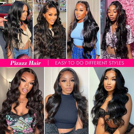 Pizazz 13X6 Body Wave Lace Front Wigs Human Hair Pre Plucked 180 Density HD Tran