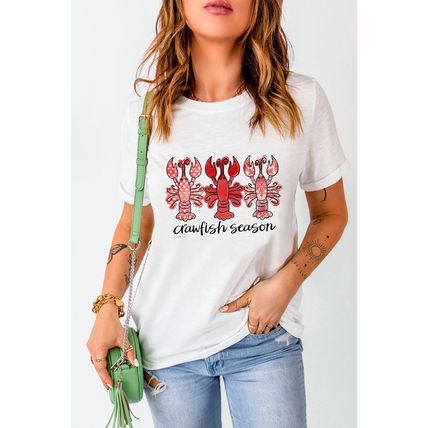 White Crawfish Season Fashion Graphic Crewneck T Shirt