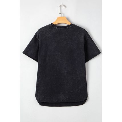Black Western HOWDY Steer Head Print Side Slits Loose Fit T Shirt