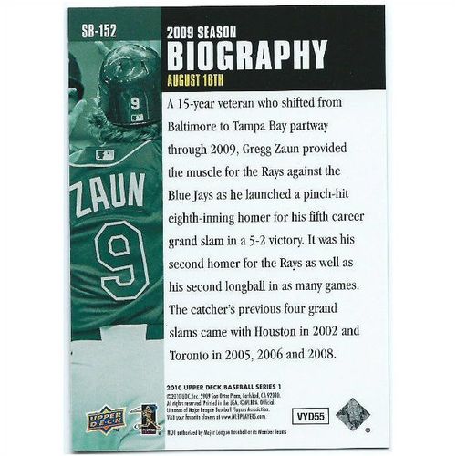 2010 Upper Deck Season Biography - #SB-152 - Gregg Zaun