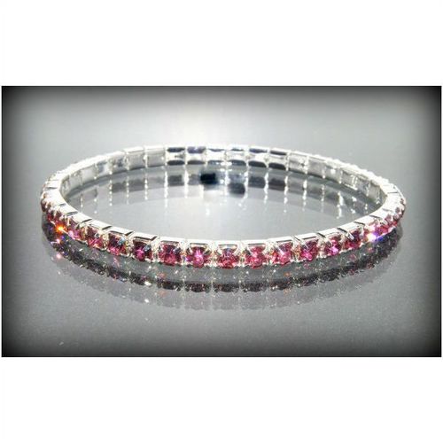 1 Row Wedding Party Purple Rhinestone Stretch Bangle Bracelet Jewellery 1352