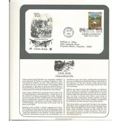 CIVIL WAR series CHANCELLORSVILLE ' OFFICIAL FIRST DAY of ISSUE ' (1995)