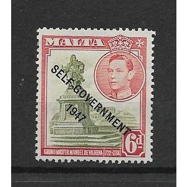 Malta.SG242 6d Statue of Manoel de Vilhena.Mounted Mint.Mar17