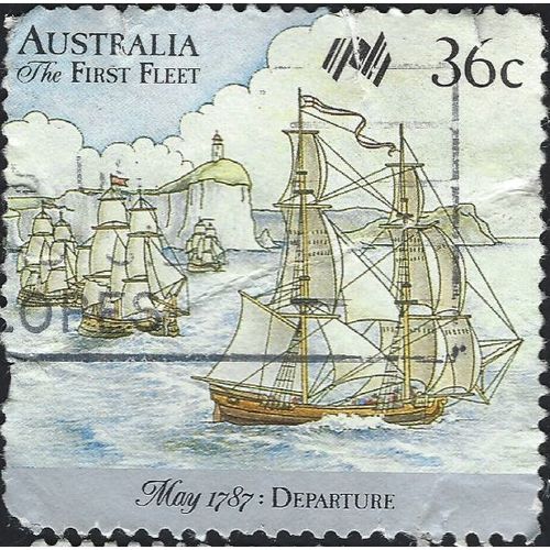 AUSTRALIA, SHIP, First Fleet, Leaving Port, green 1987, 36c, #3