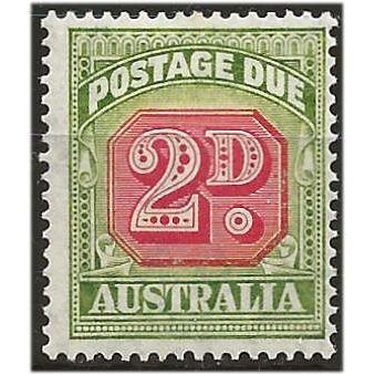Australia 1938 D114 2d Carmine & Green (A) Postage Due Mounted Mint ..