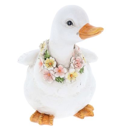 White Duck Ornament with Floral Garland Detail 14 cm Shudehill Giftware