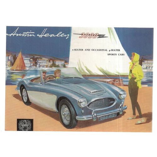 AUSTIN HEALEY 3000 SPORTS CAR.. unused vintage postcard
