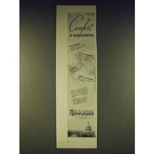 1937 Mayflower Hotel Ad - Comfort in Washington
