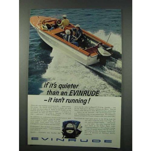 1961 Evinrude Starflite III Outboard Motor Ad - Quieter