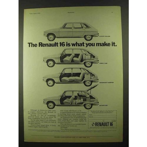 1974 Renault 16 Car Ad - What You Make It