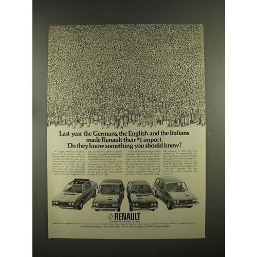 1974 Renault Car Ad - Made Their #1 Import