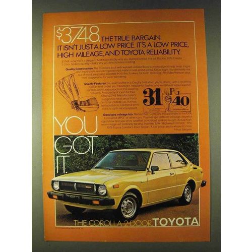 1979 Toyota Corolla 2-Door Ad - True Bargain