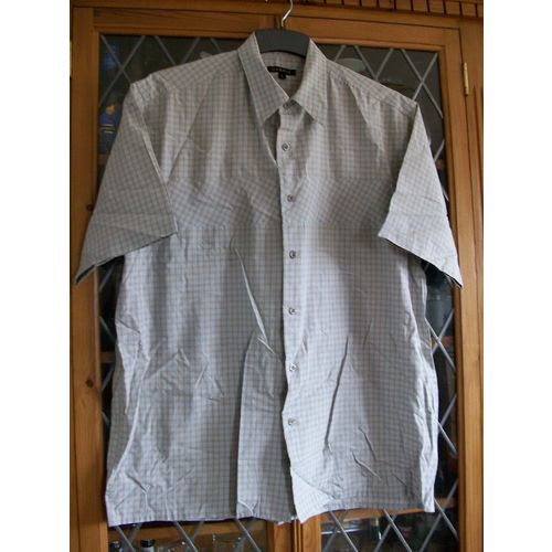 George BEIGE & PALE GREY CHECK SS SHIRT L **GC**