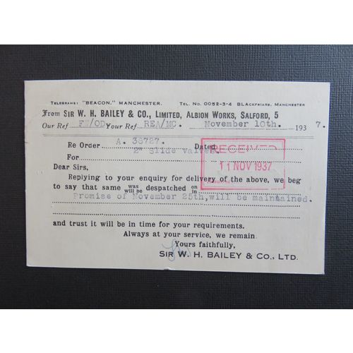 Sir W H Bailey & Co Ltd, Messrs Abbott & Co, Newark 1937 Advert Postcard