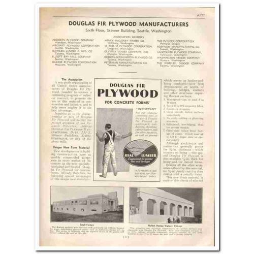 DOUGLAS FIR PLYWOOD MANUFACTURERS 1933 concrete forms vintage catalog