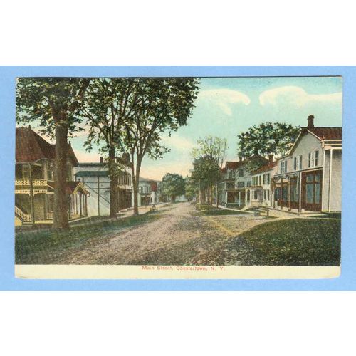 New York Chestertown Main St Tree Lined Dirt Road w/Old Buildings~391