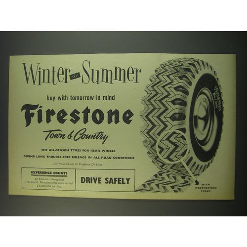 1957 Firestone Town & Country Tires Ad - Winter or Summer