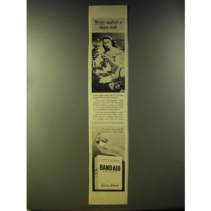 1946 Johnson & Johnson Band-Aid Ad - Never neglect a thorn stab