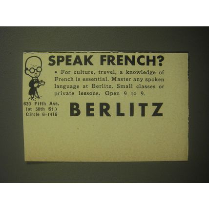 1946 Berlitz Languages Ad - Speak French?