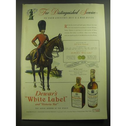 1945 Dewar's White Label and Victoria Vat Scotch Advertisement - service