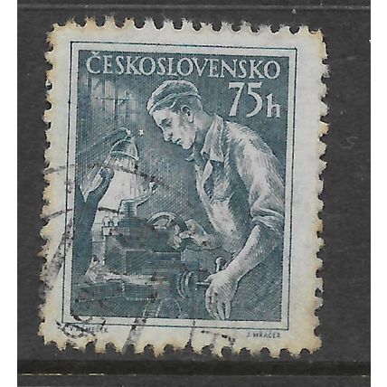 CZECHOSLOVAKIA 1954 0CCUPATIONS 75H BLUE METAL WORKERS SG 820 FINE USED