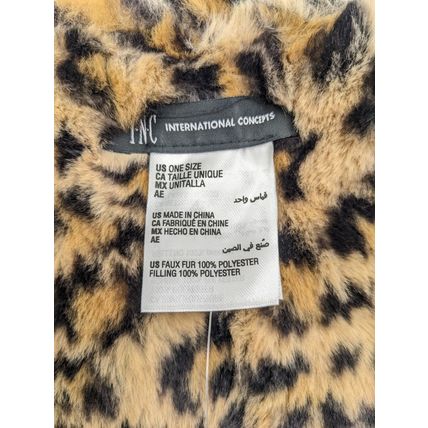 INC International Concepts Womens faux-fur pull-through scarf Leopard One Size