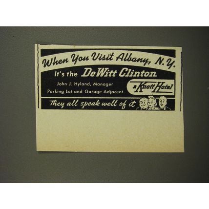 1953 De Witt Clinton Hotel Ad - When you visit Albany, N.Y.