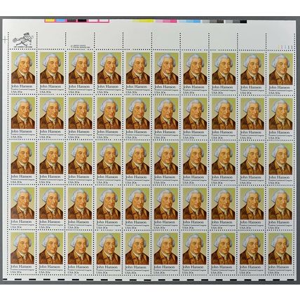 John Hanson Sheet of Fifty 20 Cent Postage Stamps Scott 1941