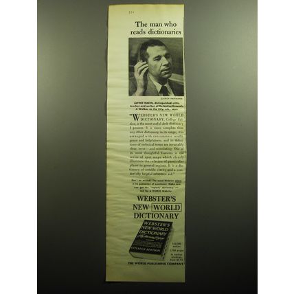 1958 Webster's New World Dictionary Advertisement - Alfred Kazin