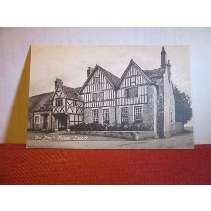 OLD PORCH HOUSE, LACOCK. WILTSHIRE unused antique postcard Valentine #