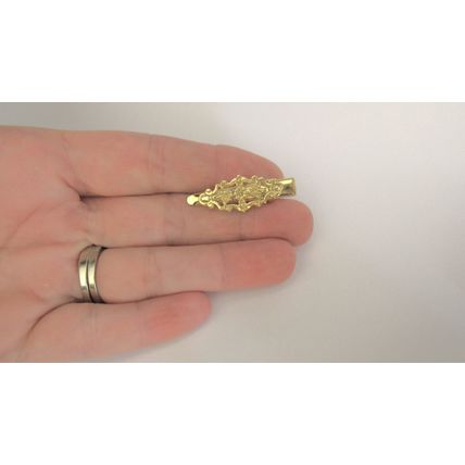 2 small tiny shiny gold metal filigree alligator clip barrette for fine thin