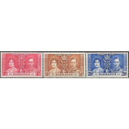 Barbados 1937 Coronation Set SG245-247 Mounted Mint.