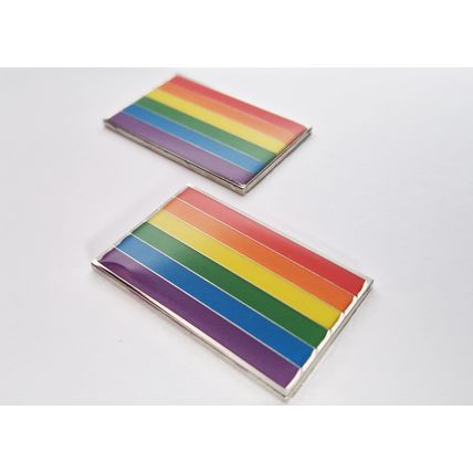 2x LGBTQ+ LGBT Gay Pride Rainbow Flag Chrome Metal Badges Emblem