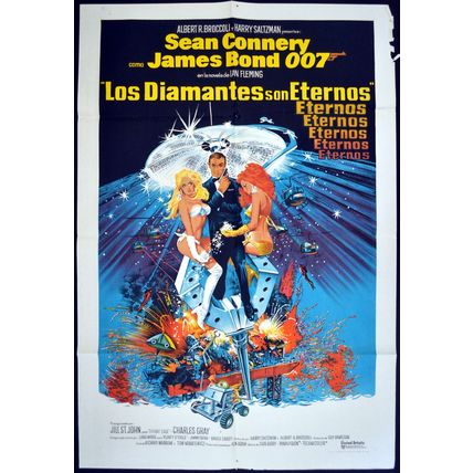 DIAMONDS ARE FOREVER 1971 Sean Connery, Bernard Lee JAMES BOND ARGENTINE POSTER