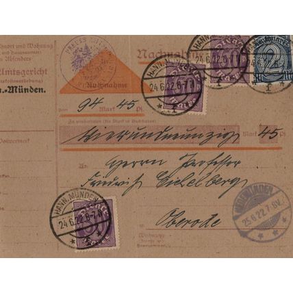 Nachnahme Court Office Of Hanns Munden Weimar Antique German Postcard
