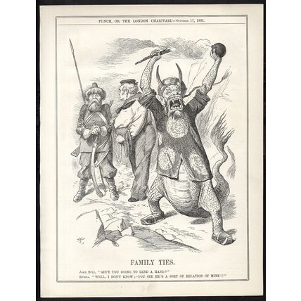 FAMILY TIES 1891 Sir John Tenniel - Joseph Swain - Russia PUNCH CARTOON PAGE