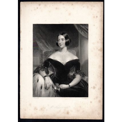 MRS KNATCHBULL 1844 William Henry Egleton - John George Wood ANTIQUE ETCHING