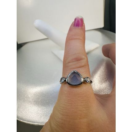 Ring Bomb Party Sz6 RBP Teardrop Pale Blue/Gray Gem Rhodium Pl Costume Jewelry